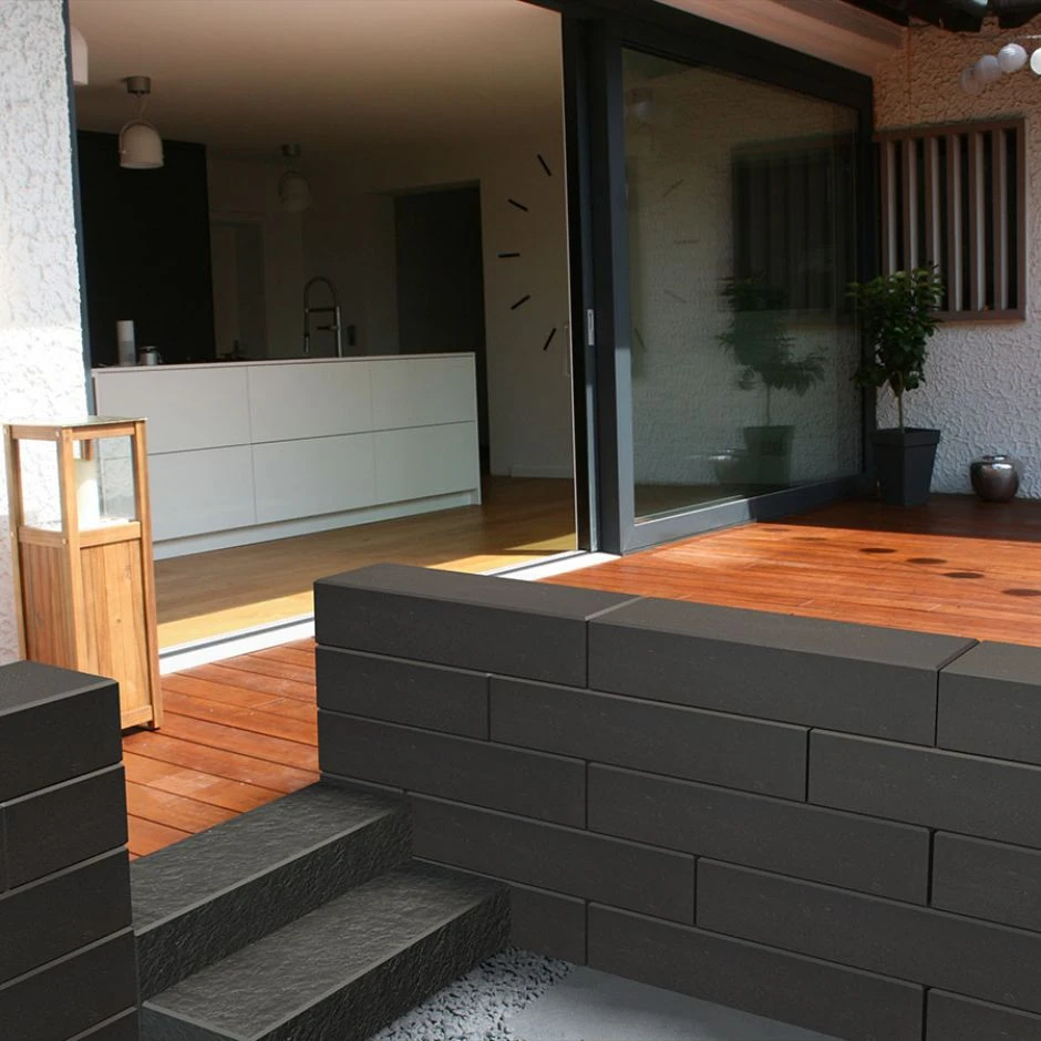 WESERWABEN Gartenmauer Trend-Line Long Abschlussstein 1 1/2 Anthrazit, Glatt â Bild 2