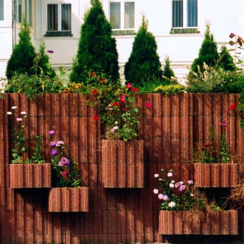 EHL Pflanzstein Eckig Rasterflor Braun Mauerstein â Bild 2