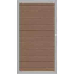 TraumGarten Sichtschutzzaun SYSTEM WPC CLASSIC Gartentor Mandel/Silber