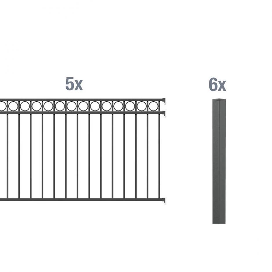 Alberts Zaun-Grundset Circle Anthrazit Metallzaun