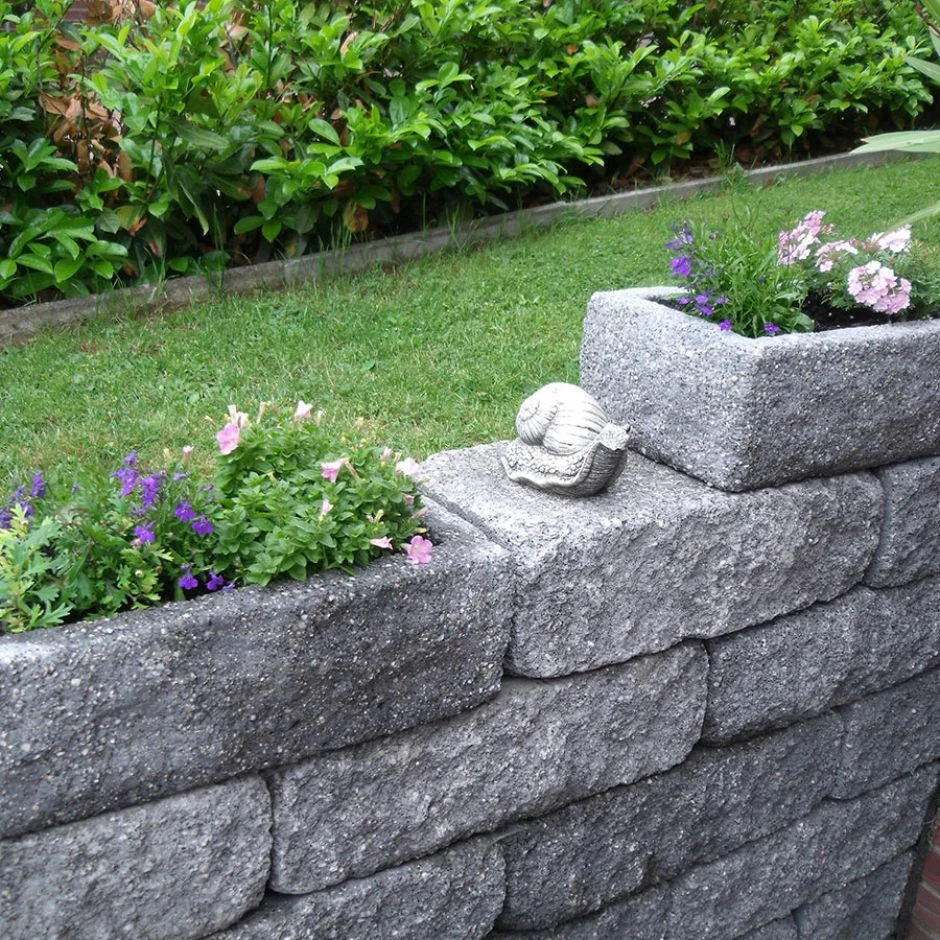 EHL Gartenmauer Mauersystem BossAntik Basalt-anthrazit Mauersteine â Bild 3