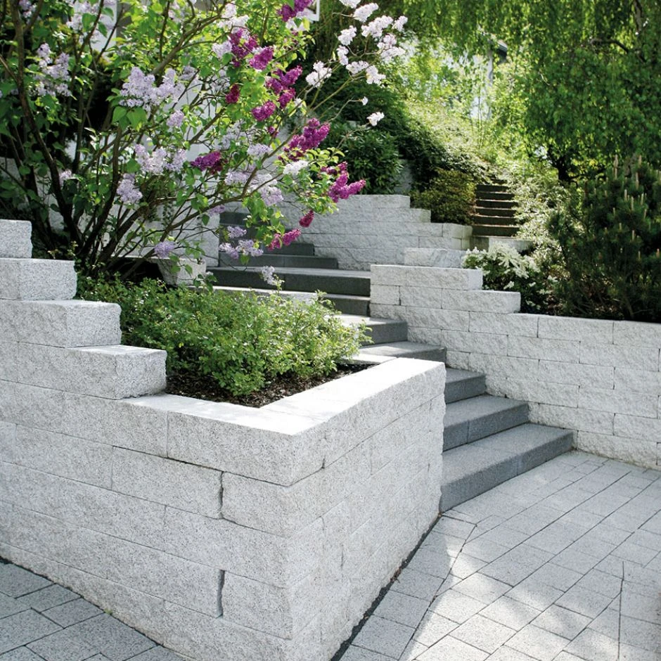 EHL Gartenmauer Mauersystem BossIntak Light Granit-hell Mauersteine – Bild 6