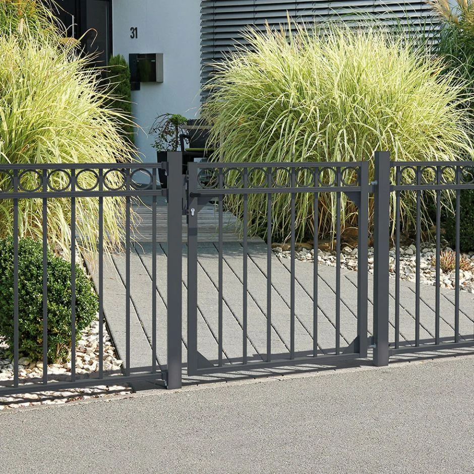 Alberts Zaun-Grundset Circle Anthrazit Metallzaun â Bild 2