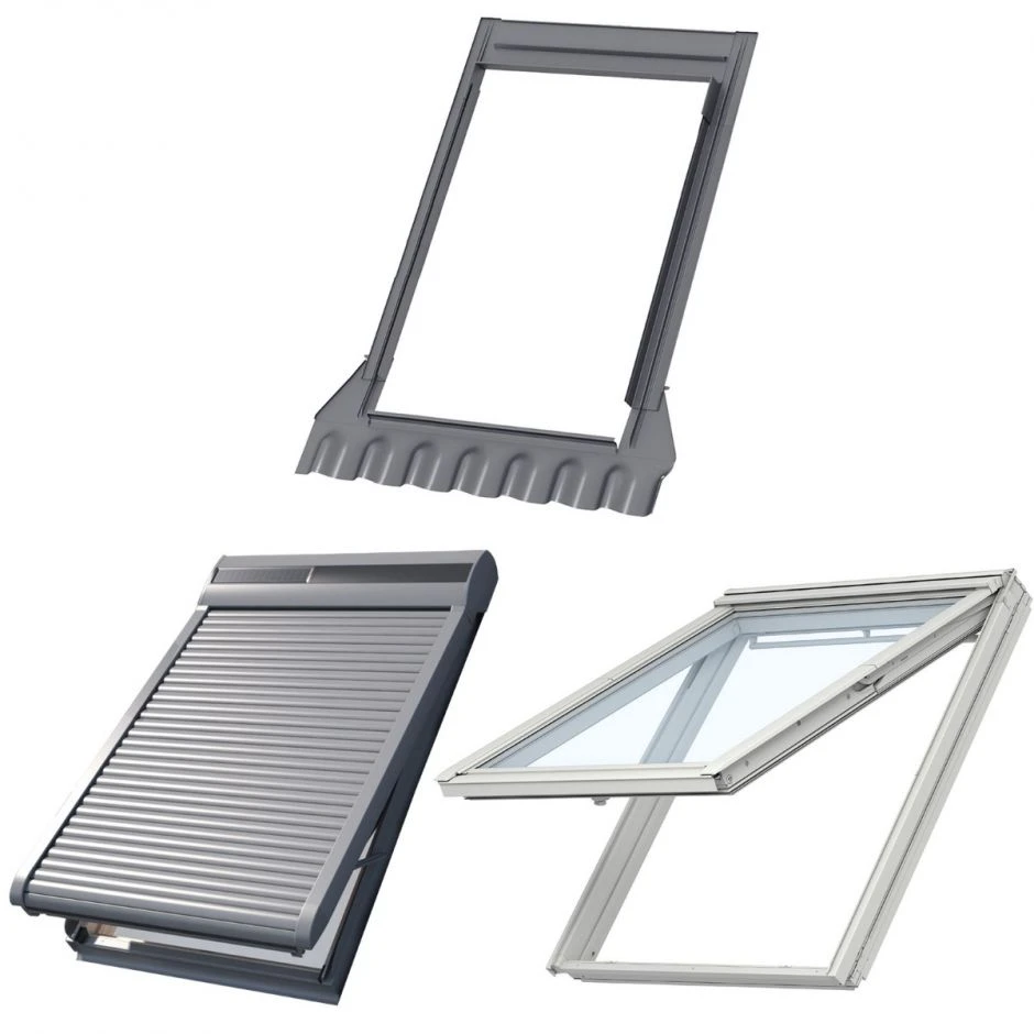 VELUX Dachfenster Sparset GPU THERMO+EDZ+Wellker Solar-Rollladen Fenster