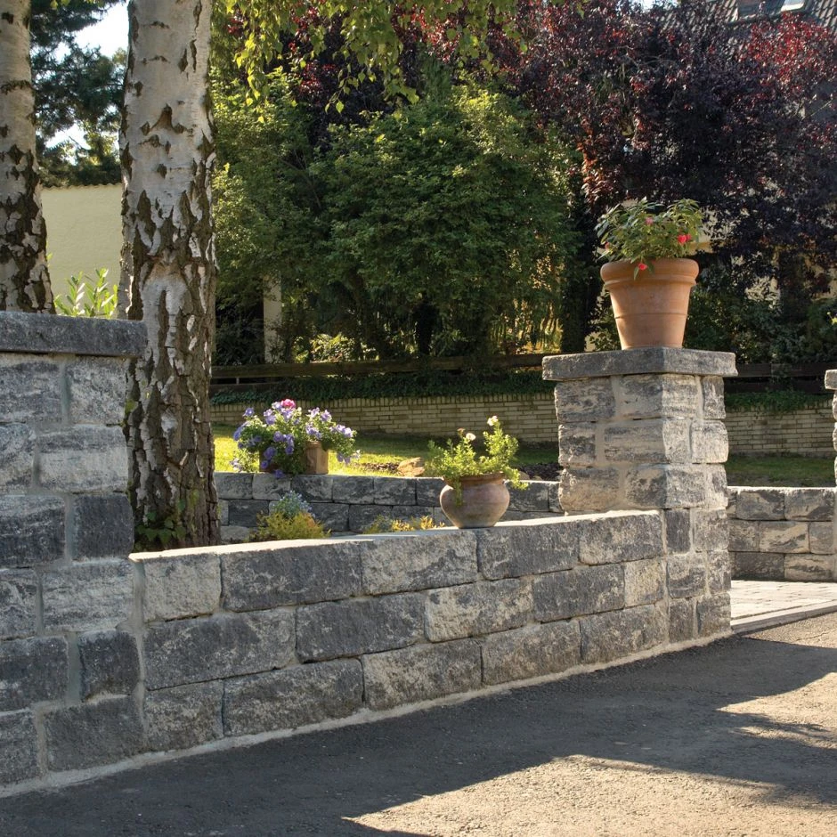 KANN Bruchsteinmauer Vermont Nero Bianco Mauersteine – Bild 5