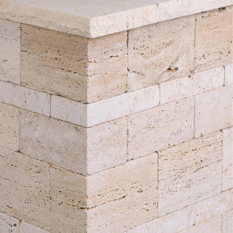 Seltra Natursteine Kastellmauersteine VANILLA ROMANA Travertin Creme-beige
