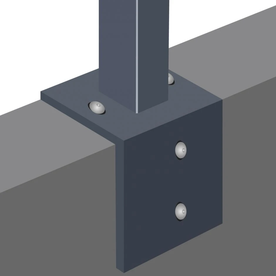 Pfosten Mit Angeschweißter Winkelplatte Zum Aufdübeln Mit Abdeckleiste Anthrazitgrau – Bild 3