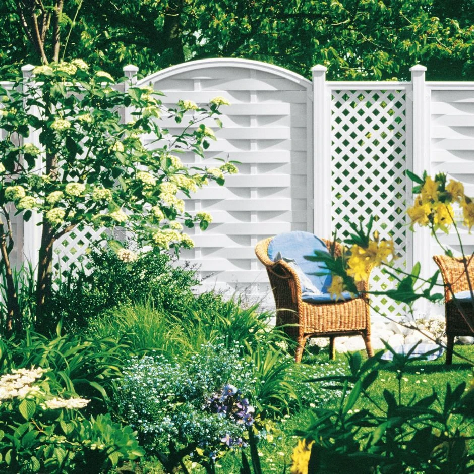 TraumGarten Sichtschutzzaun LONGLIFE ROMO Mit Rundbogen Weiß – Bild 3