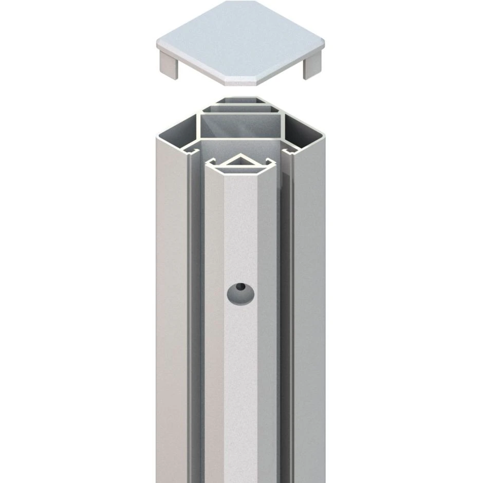 TraumGarten Sichtschutzzaun SYSTEM Eck-Klemmpfosten Silber