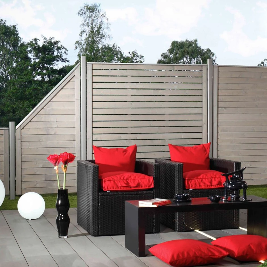 TraumGarten Sichtschutzzaun Holz NEO Grau Gitter â Bild 2