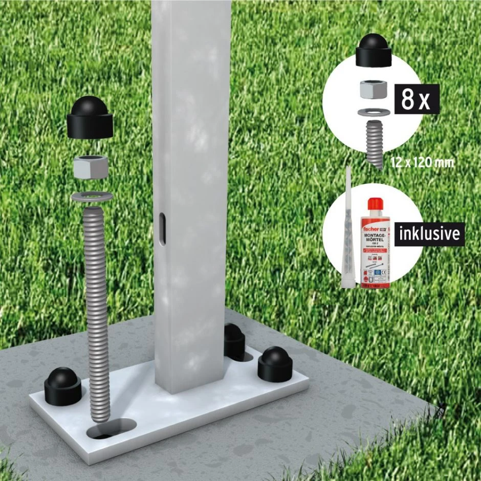 TraumGarten Sichtschutzzaun SYSTEM Verbundanker-Set Für Pfostenträger – Bild 2